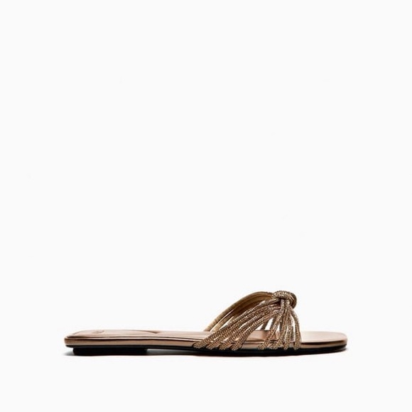 Zara Women's Metallic Rhinestone Sandals - Picture 2 of 5